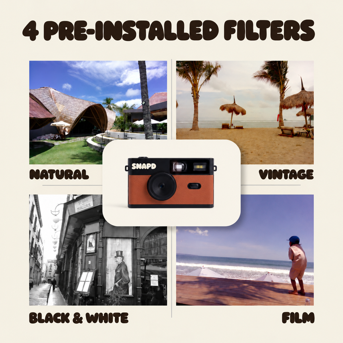 SNAPT™ Screen-Free Digital Camera – Retro Film Look | 6 Colours