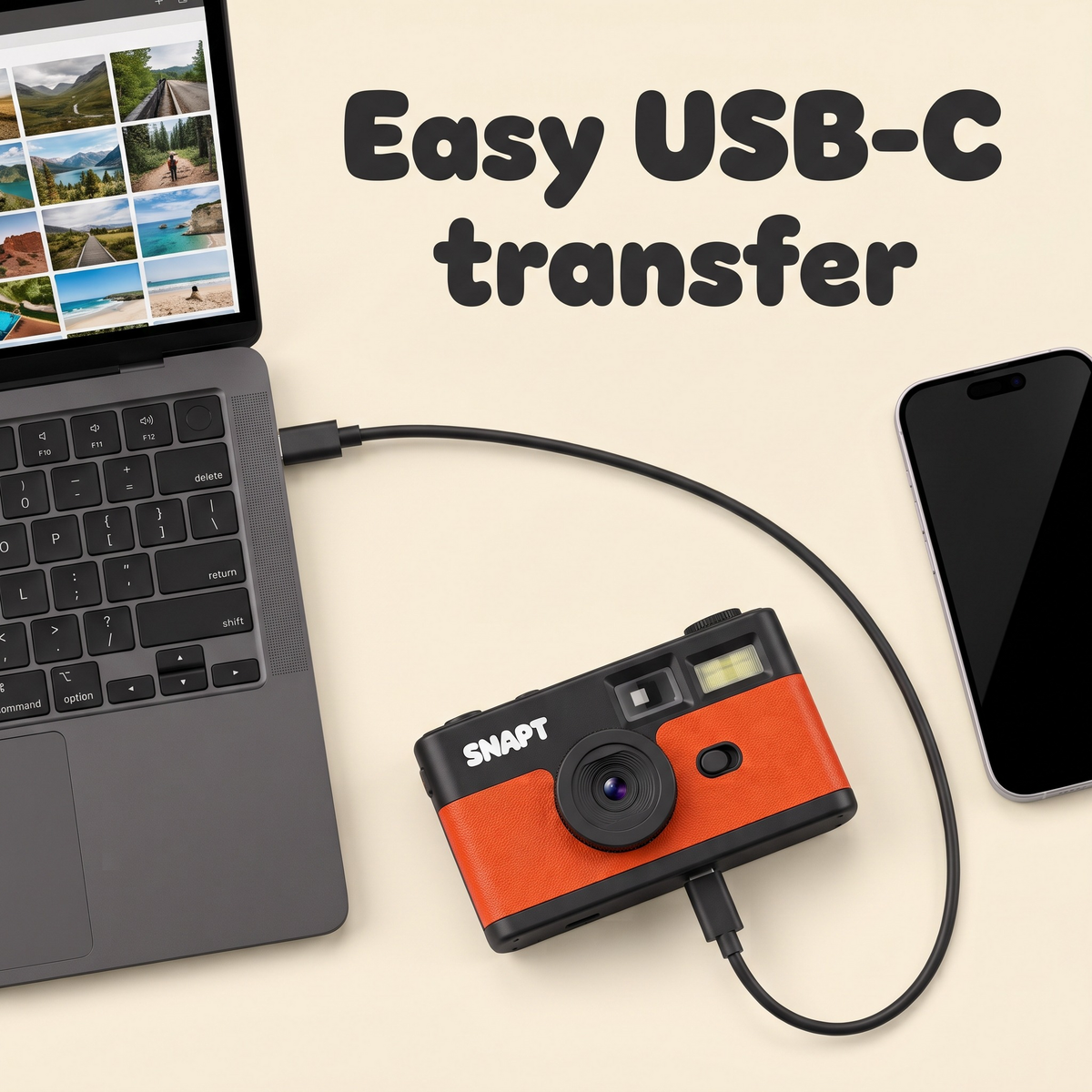 SNAPT™ Screen-Free Digital Camera – Retro Film Look | 6 Colours