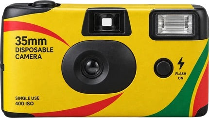 Yellow 35mm disposable film camera